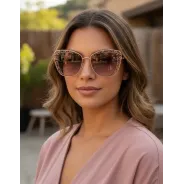 Anteojos de sol Valeria Mazza 7418 1 Dorado Lentes marrones