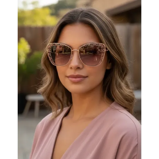 Anteojos de sol Valeria Mazza 7418 1 Dorado Lentes marrones