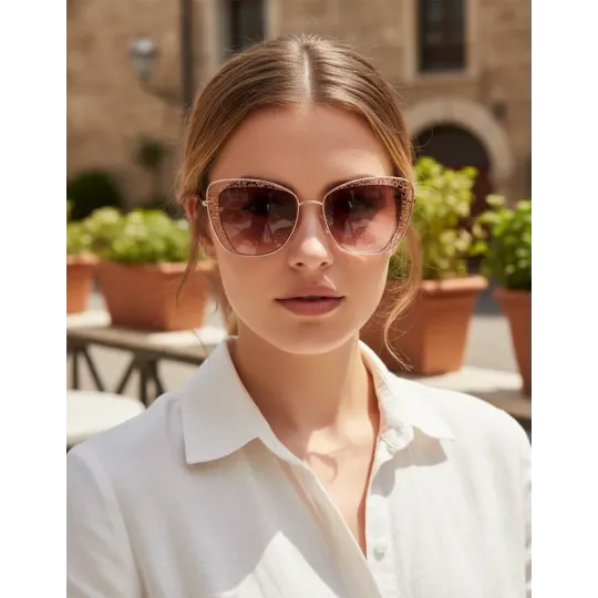 Anteojos de sol Valeria Mazza 7418 1 Dorado Lentes marrones