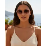 Anteojos de sol Valeria Mazza 7418 1 Dorado Lentes marrones